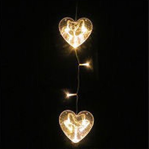 LED Christmas Lights Battery Power Supply Christmas Tree Snowman Elk Chandelier Indoor Outdoor Glass Window Suction Cup Light: 2 small hearts