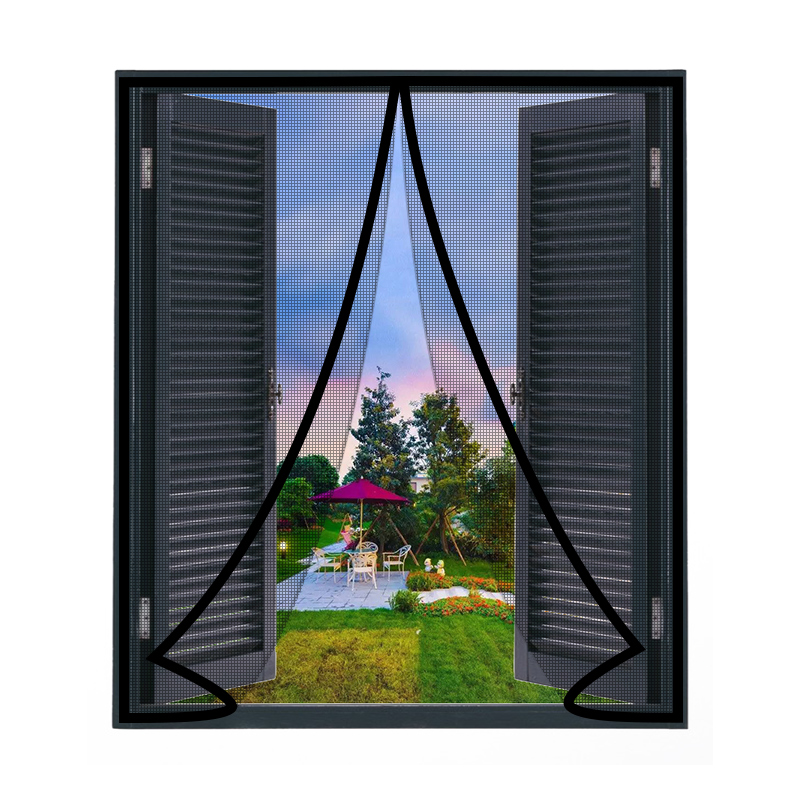 Magnetisk myggnett til innendørs vindu, nettinggardin i tyll, tilpasset størrelse, lukkes automatisk, enkel installasjon: 12*2.6 / Svart