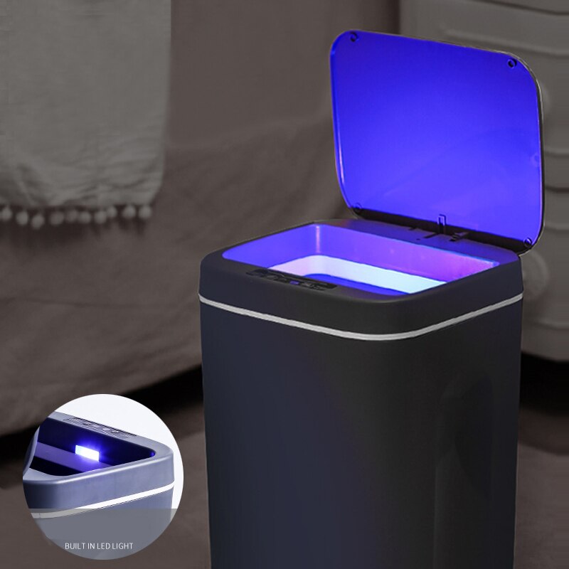 16L Automatic Induction Trash Can Touchless Intelligent Waste Garbage Bin Motion Sensor Opening Rubbish Can Electric Waste Bin
