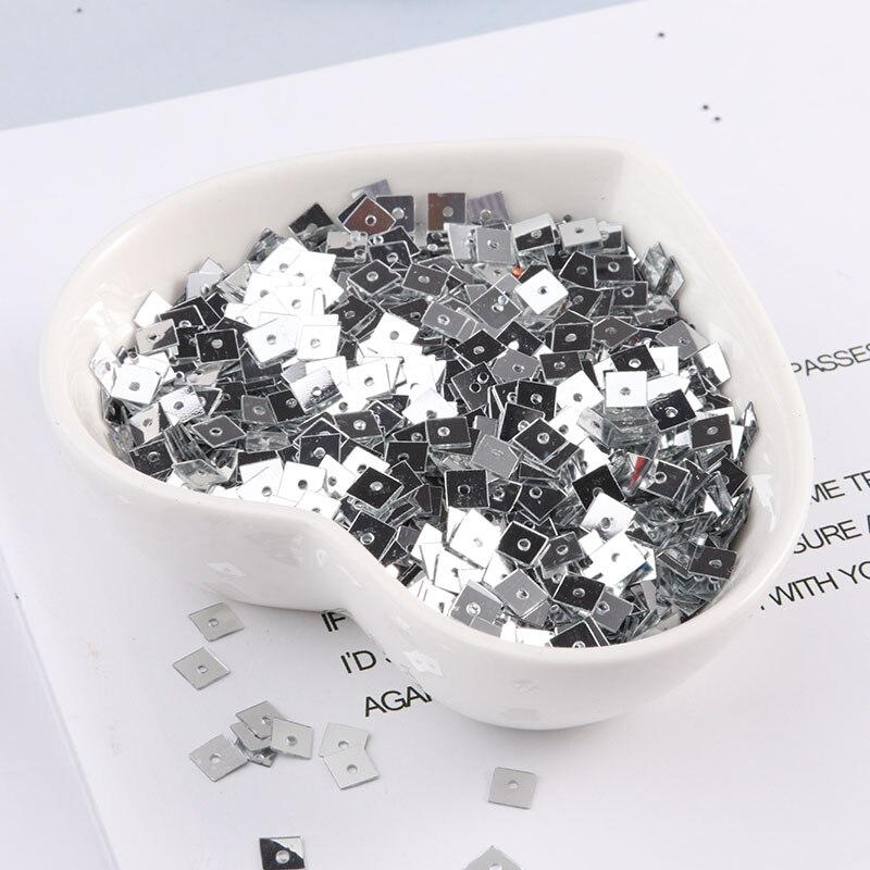 Multi Size 4Mm/5Mm/7Mm Vierkante Pailletten Pailetten/Platte Pvc Sequin Naaien Ambacht, kids Diy Plakboek, Vrouwen Kleding Accessoires: Silver / 4mm 1200pcs 10g