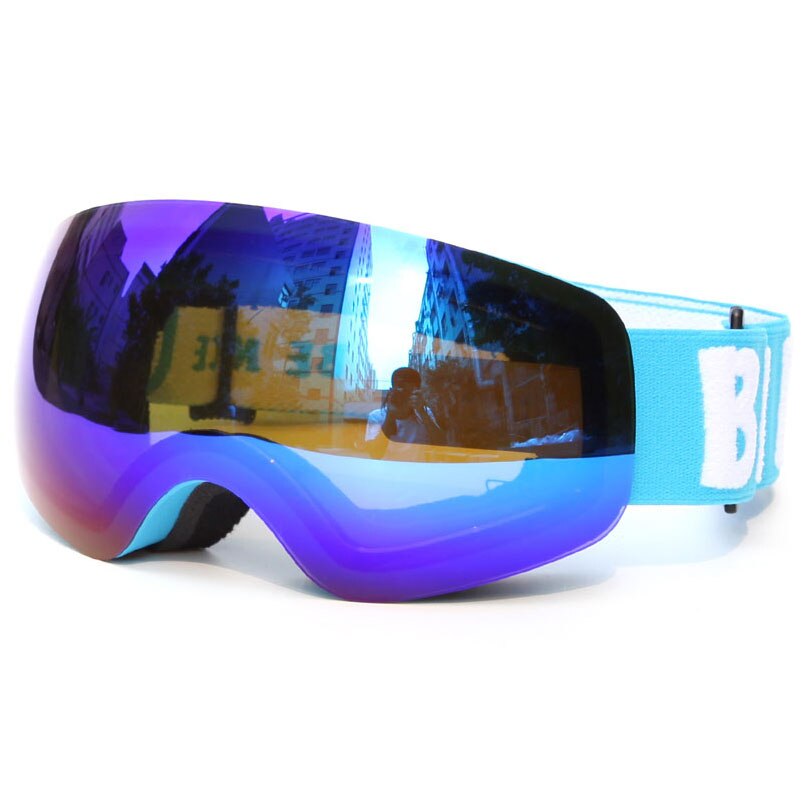 Gafas de esquí profesionales para niños y niñas, lentes de esquí para niños, doble UV400, antiniebla, máscara de Snowboard, 4-15 años: blue