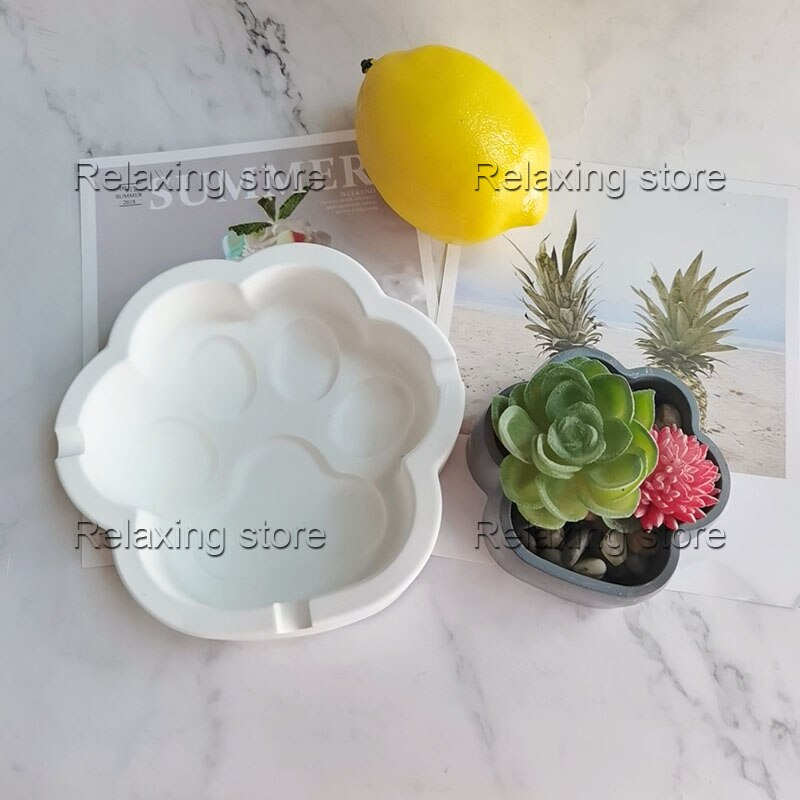 Kat Poot Cement Bloempot Vetplanten Planten Planter Mallen Leuke Claw Beton Gips Asbak Hars Opbergdoos Siliconen Mal