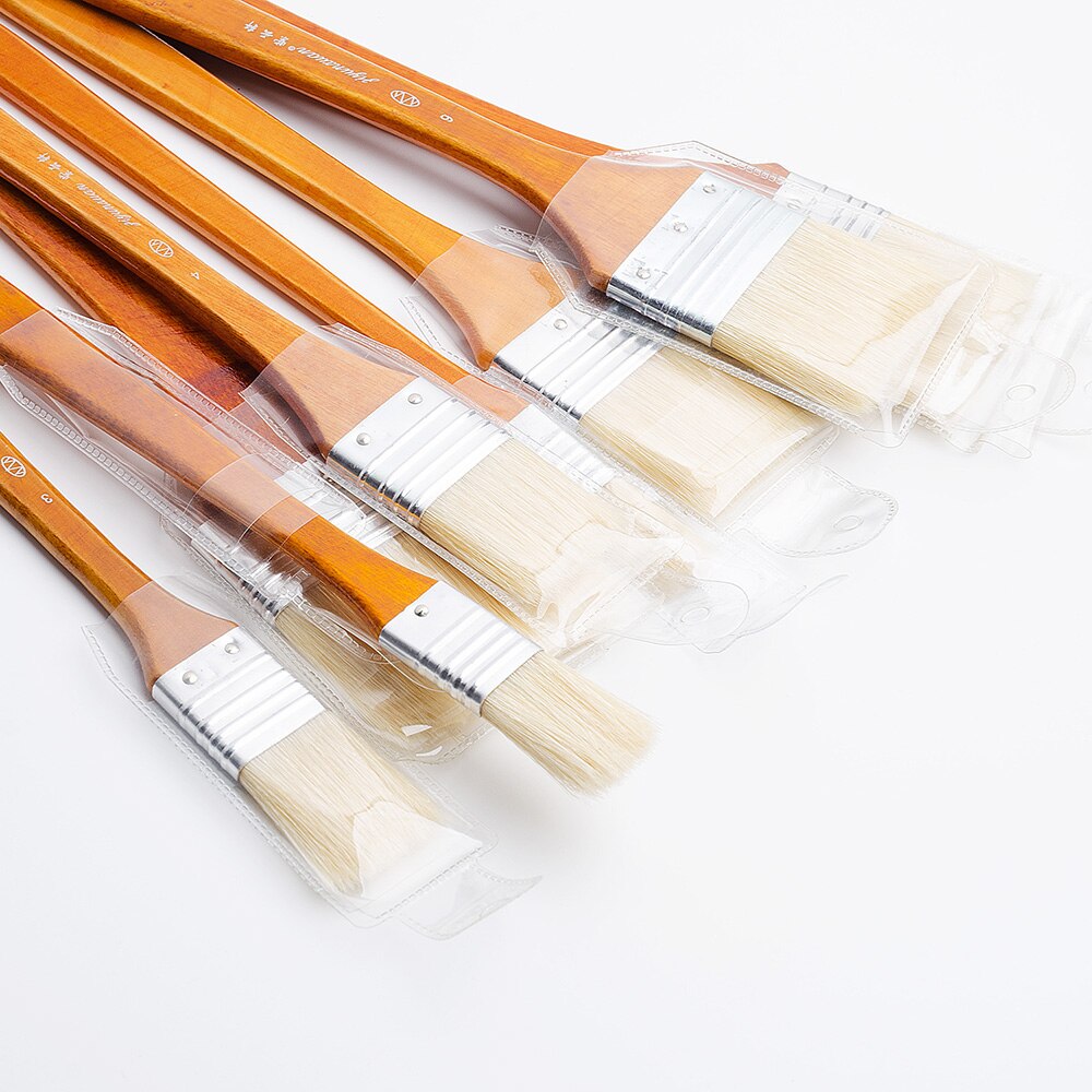 8 Pieces Large Flat Artist Bristle Paint brush Wash Brushes Set for Oil Watercolor Acrylic Paint