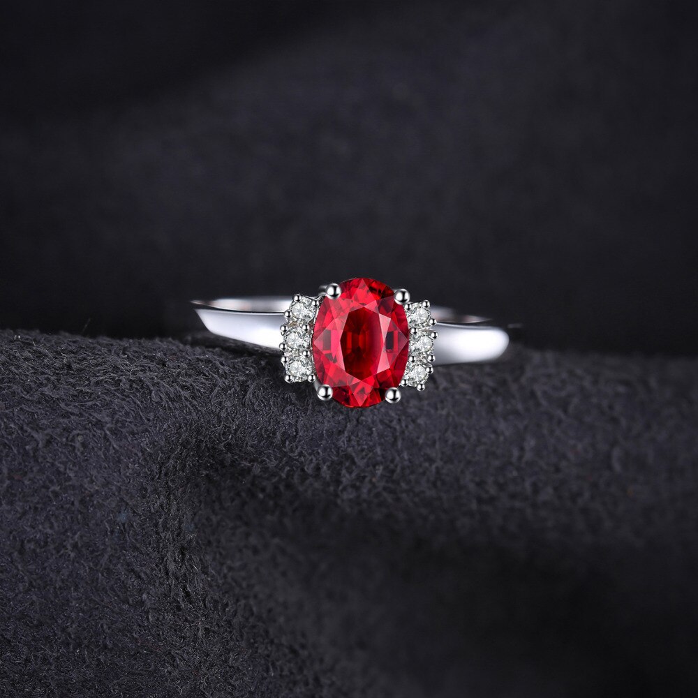 Jewelrypalace oval rød naturlig rød granat 925 ringer i sterlingsølv til kvinner forlovelsesringer med edelsten og fødselsstein