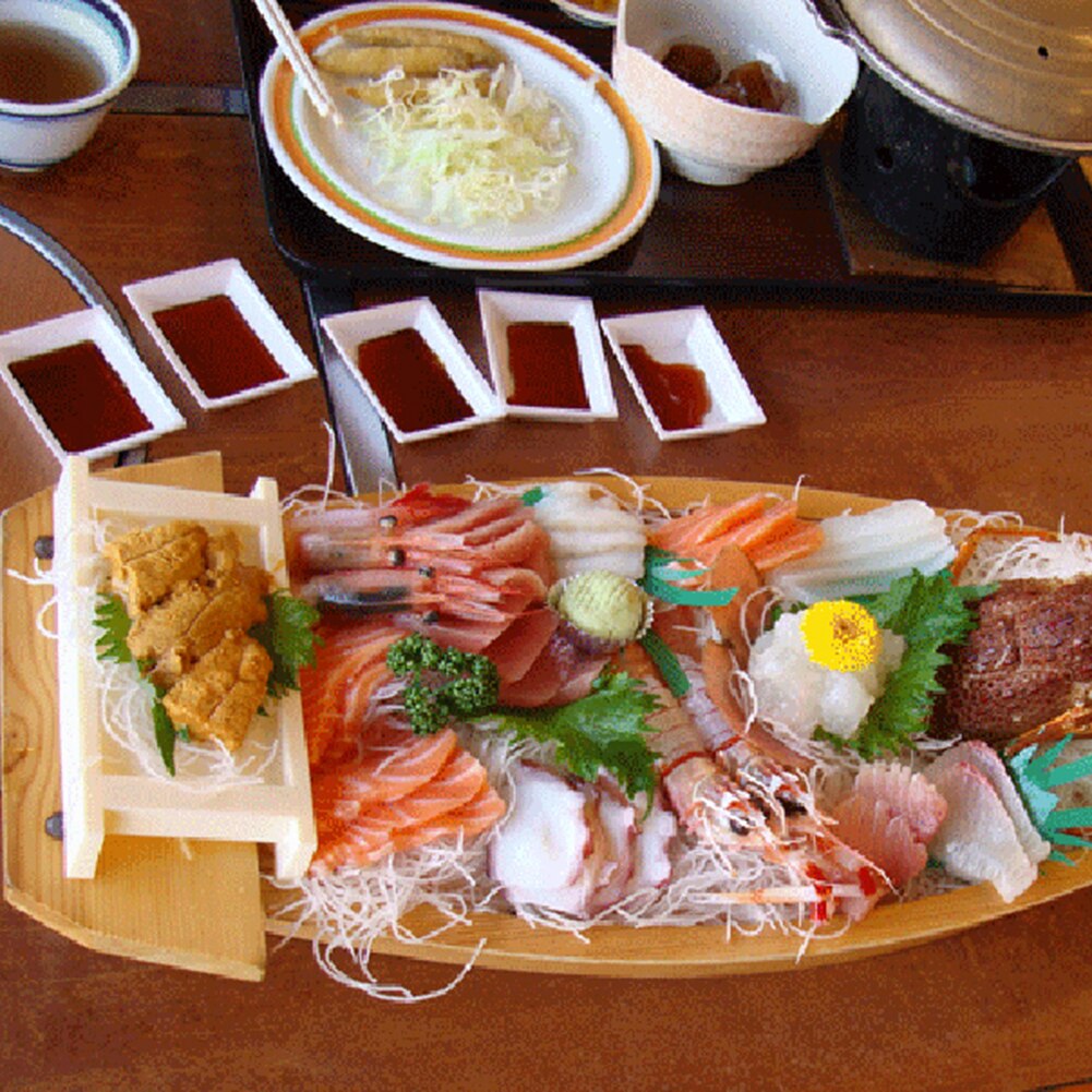 Plateau en forme de bateau en bois | En pin, plateau pour Sushi, Sashimi vaisselle de Cuisine, ornement de décoration pour Restaurant