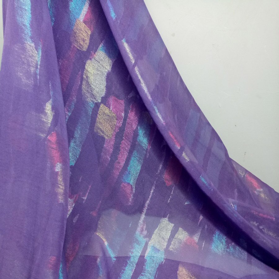 Dancing Stage Cosplay Dress Chiffon Fabric Bronzed Flowing Fabric Shiny Thin Fabric Bronzing Costume Fabric DIY 1M: Purple