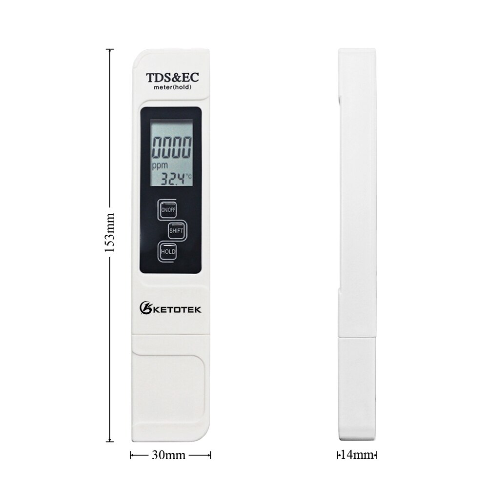 Portable Digital PH Meter 0.00-14.0 PH Tester TDS&amp;EC Meter Thermometer 0-9999us/cm 0-9999ppm 0.1-80.0degree Water Qualit Monitor