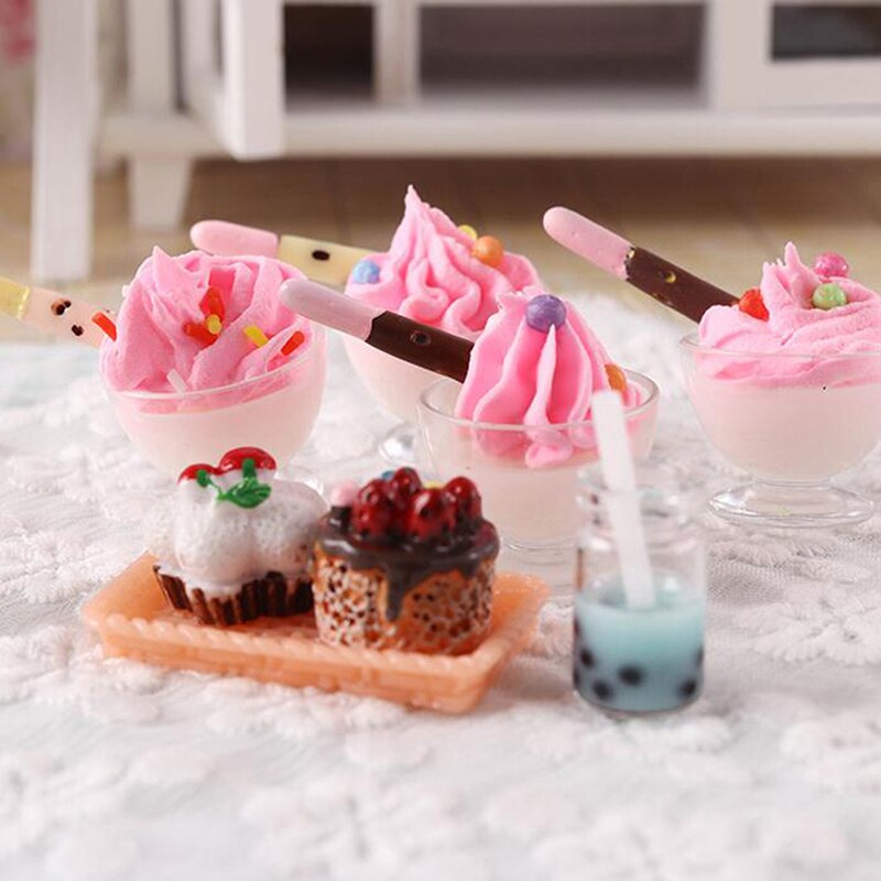 Neue Mini Milchshake Eis Zitrone Milch Obst Tee Wasser Tasse Erdbeere Banane Miniatur Puppenhaus Zubehör Tassen Küche Spielzeug