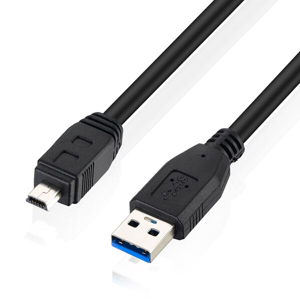 Bochara 1.5M USB 3.0 Type A Male to Mini 10 Pin Type B Male Data Cable Dual Shielding(Foil+Braided) Super Speed: Black