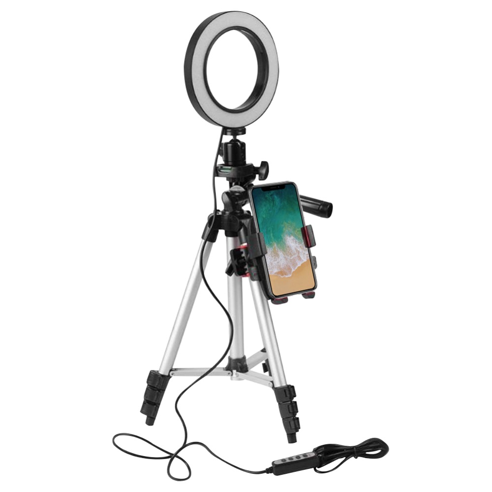 5.7-inch LED tripod ring fill light for Video Makeup Mini LED Camera Light with Smart Phone Holder Desktop LED Lamp