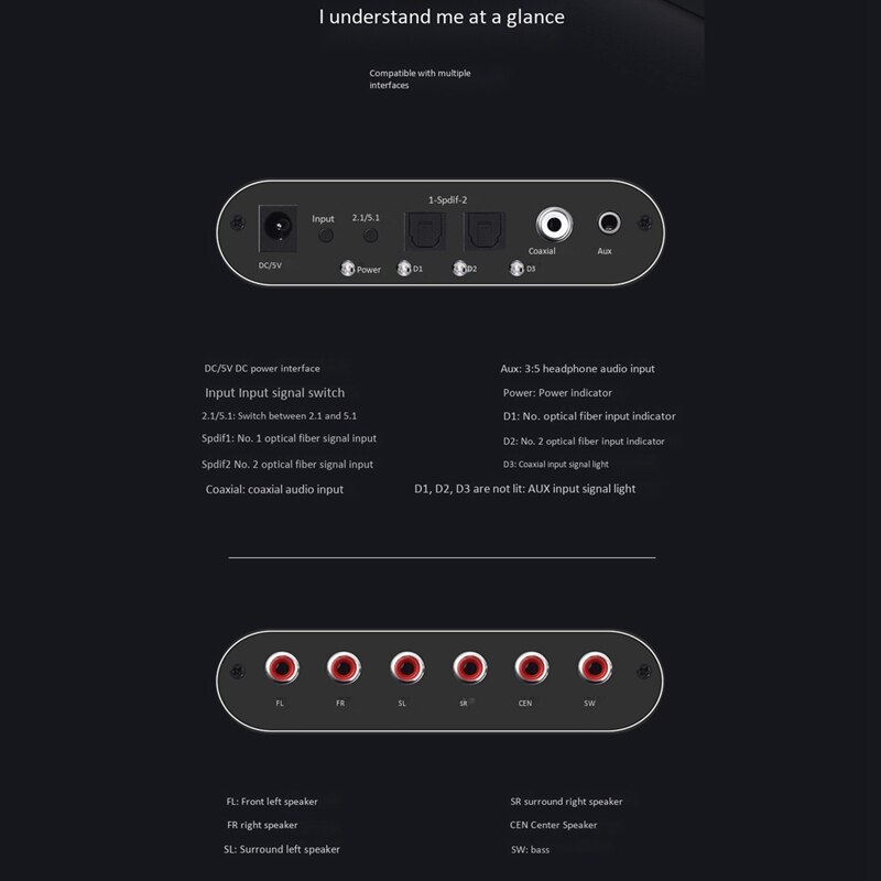 Dts Decoder Digital Optical Coaxial o Converter 5.1 Channel AC-3 o Decoder(EU Plug)