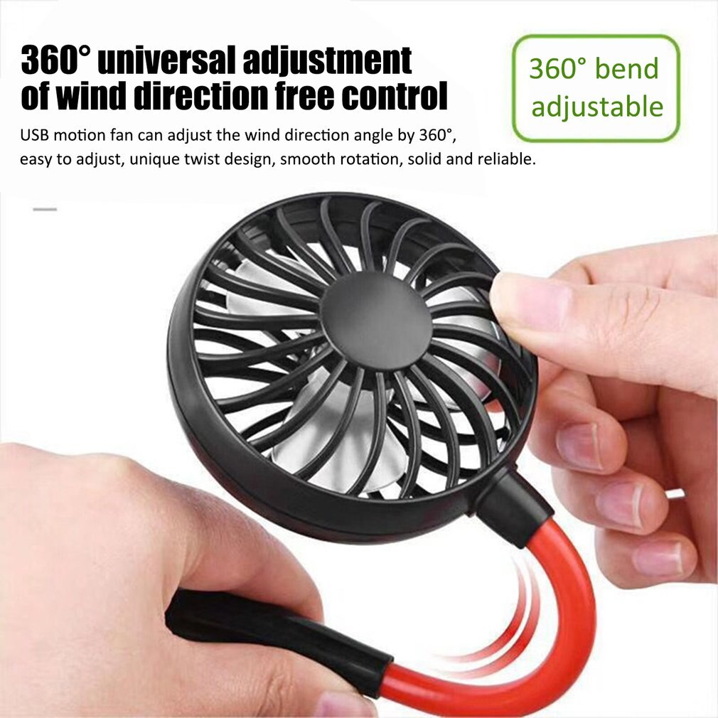 Small Neck Band Portable Mini Air Fan With Dual Fan USB rechargeable Cooler Fan Lazy Fan