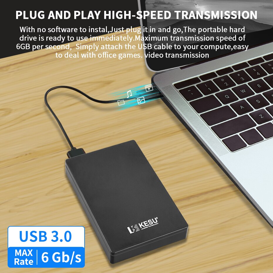 Kesu hdd 2.5 -tommers bærbar ekstern harddisk 250gb 320gb 500gb 1tb usb 3.0 lagringskompatibel til pc mac stasjonær macbook