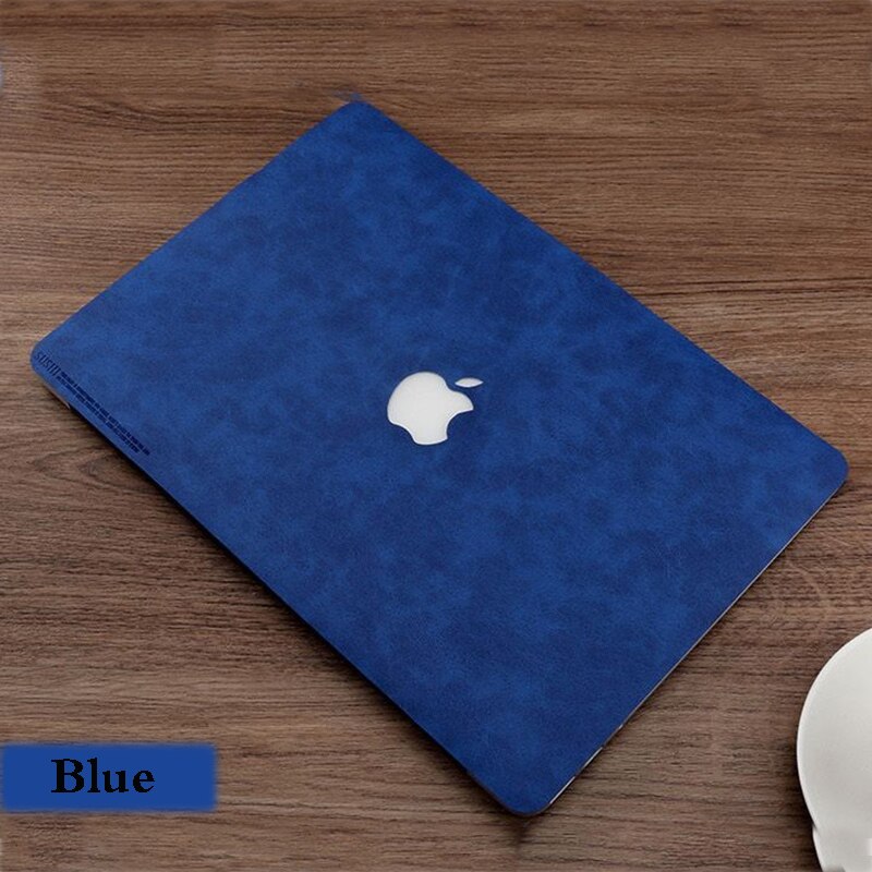 Case Cover Skin For Apple Macbook Pro 13.3 A1706 A1708 A1989 Top+Bottom PU Leather Case Film Protective Film Tablet Skin: Blue