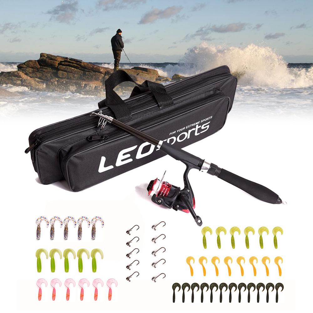 Fishing Gear Set Telescopic Fishing Rod Fishing Gear Bag Fish Line Wheel Lead Hook Spool Kit for Beginners