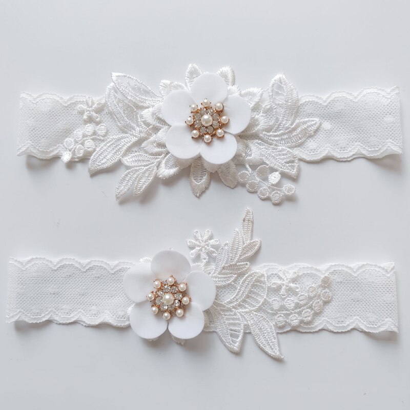 Wedding Bridal Garter Rhinestone Pearl Flower Garters Decorations For Bride And Bridesmaid