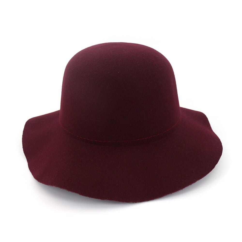 Retro Autumn Church cap For Women Bucket caps Soft Wide Brim Wool Felt Bowler Fedora Hat Floppy Cloche Women&#39;s Large Hat HF142