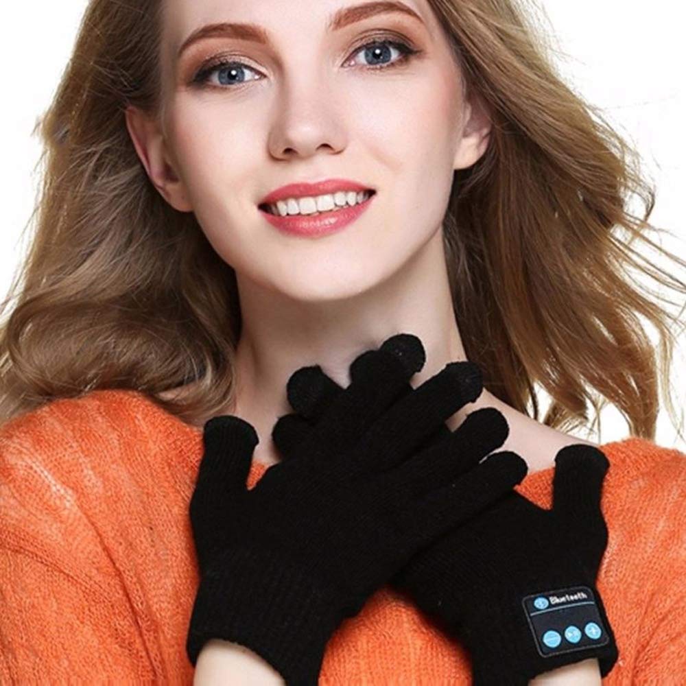 Bluetooth-handsker, trådløse bluetooth-handsker, vinterhandsker-berøringsskærm med indbyggede stereohøjttalere, aftagelige hovedtelefoner