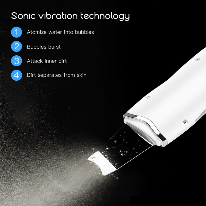 Usb opladning ultralyd hud peeling maskine hudorme fjernelse ansigtsbehandling sonic scrubber massager død hud remover porerens 35