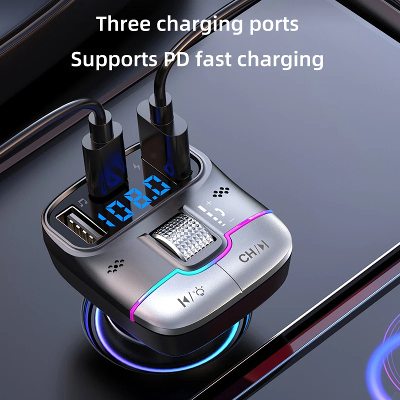 Xiaomi FM Absender Bluetooth 5.4 Freisprecheinrichtung Auto AUX Radio Modulator MP3 Spieler mit Schnellladeadapter Autozubehör