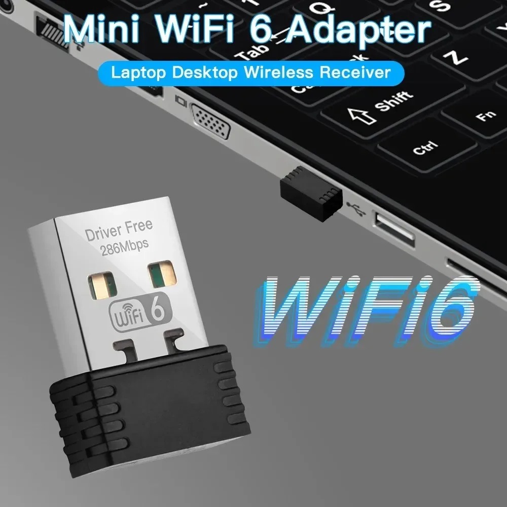 Mini usb wifi 6 dongle placa de rede 2.4ghz wi-fi lan adaptador driver livre para computador portátil windows 7 10 11 300m 150m receptor
