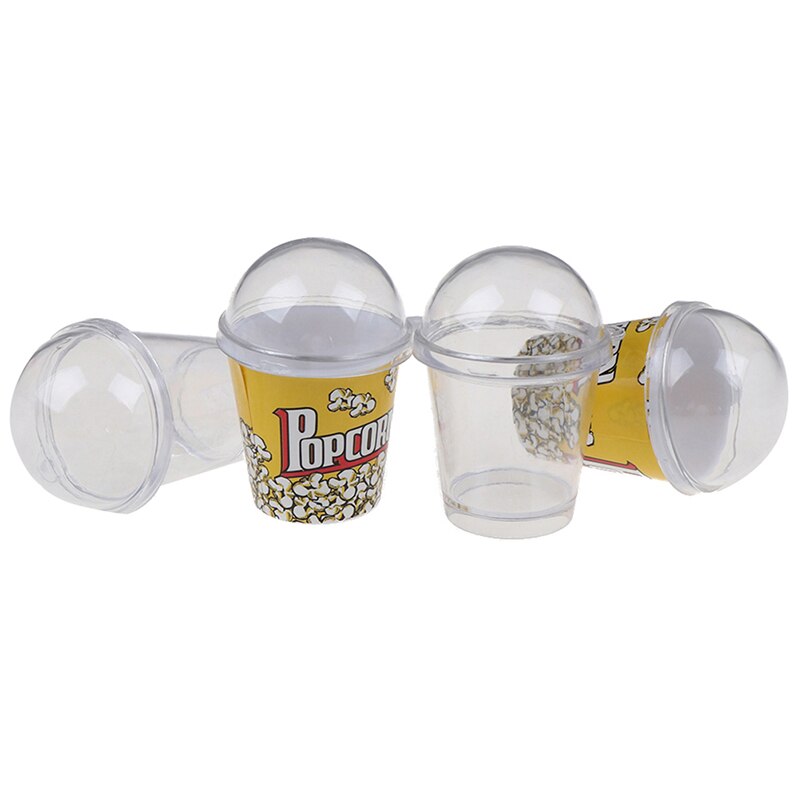 10 stücke DIY Reize Kunststoff Tassen Miniatur Nette Mini Tasse mit Kuppel Deckel Puppe Haus Popcorn Eis Schmuck Zubehör