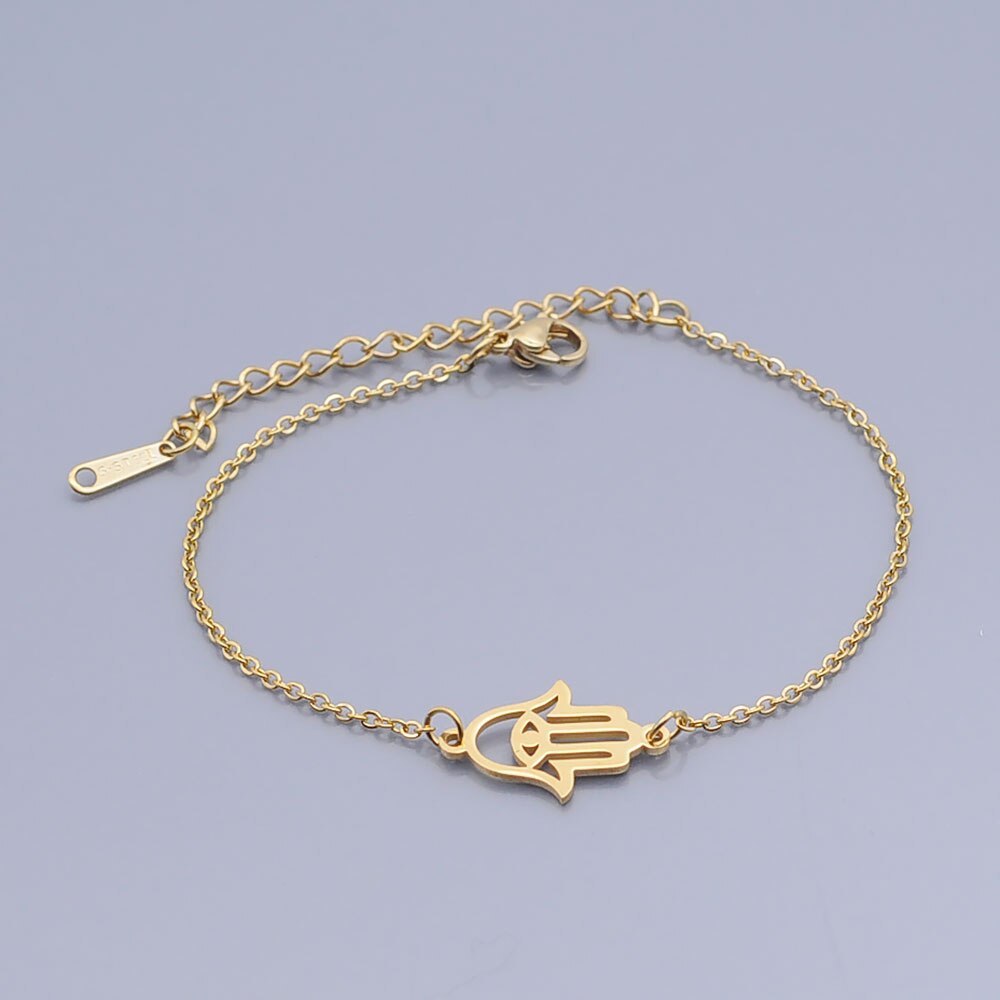 100% Rvs Dainty Hamsa Hand Bedelarmband Voor Vrouwen Verbazingwekkende Oem Sieraden Order Geaccepteerd