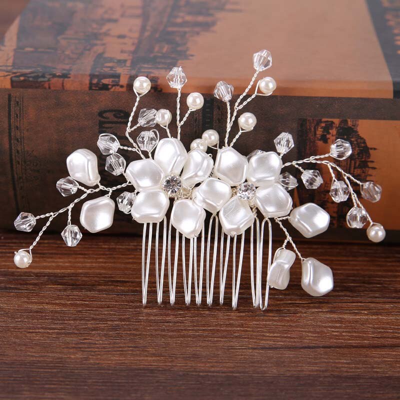 Perle Blume Stirnband mit Kamm Braut Haar Kämme Schmuck Tiaras de Noiva Kopfschmuck Haar Schmuck Frauen Hochzeit Zubehör: style 3