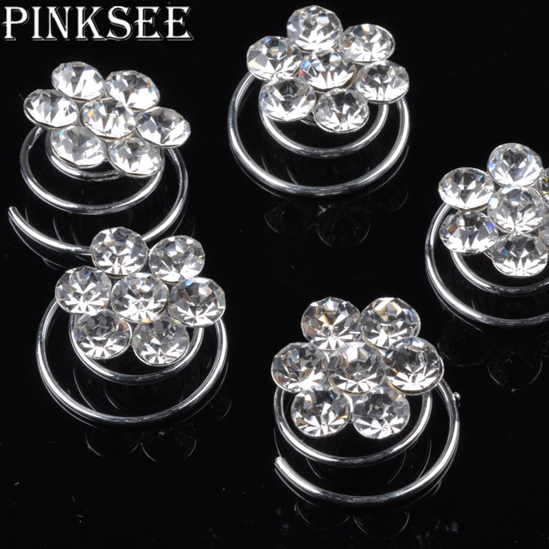 PINKSEE-accesorios para el cabello de boda para mujer, horquillas para el pelo con perlas de imitación de cristal y flores, adornos, 4 estilos, 12 Uds.