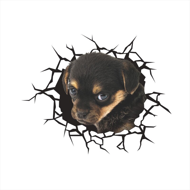 Grappige Honden Wc Stickers Voor Washroom Home Decoratie Diy Vivid 3d Gebroken Gat Patroon Puppy Muurschilderingen Creatieve Pvc Muur decal: GTP044AE
