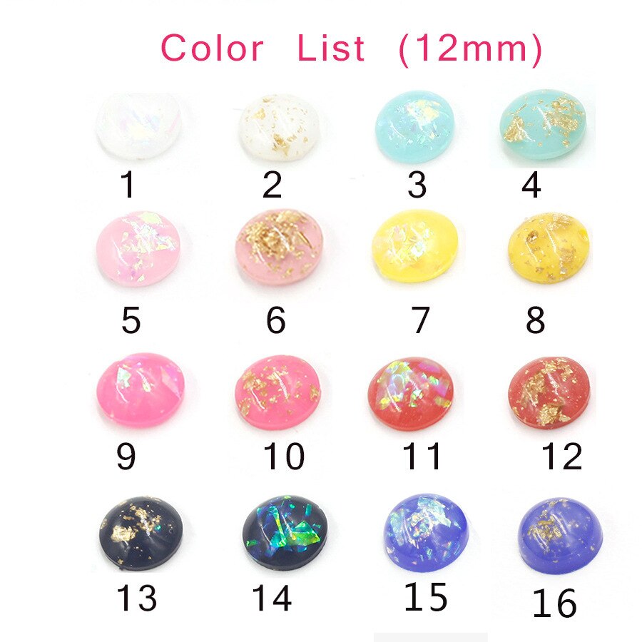 12 mm 50 stk flatback harpiks opal sten prikket runde rhinestones cabochons perler flad ryg harpiks til gør-det-selv øreringe/hårdekoration