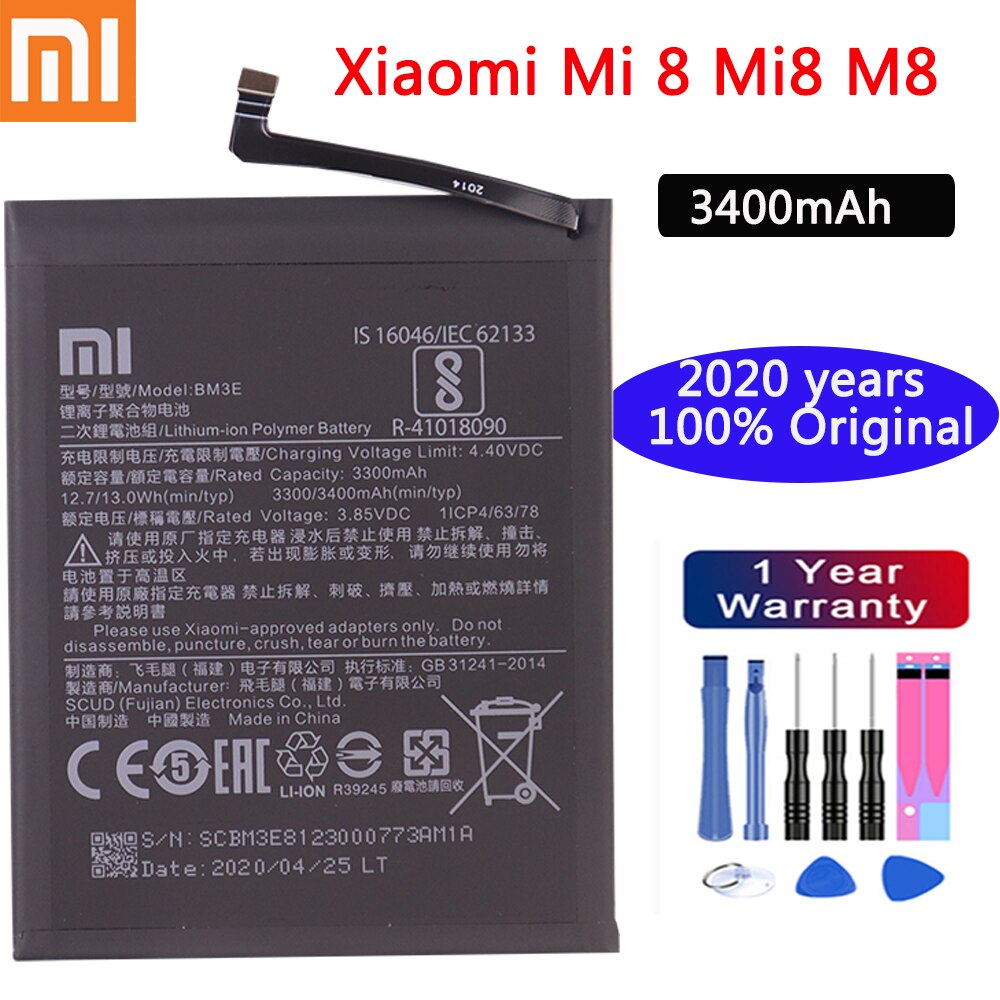 Xiaomi 100% batería Original para Xiaomi Redmi 4A Nota 5 5A 5 5 Plus Nota 6 Pro 4 Pro 6 Pro 8 Pro Mi 5S Mi 8 teléfono móvil F1 batería: BM3E Xiaomi Mi 8