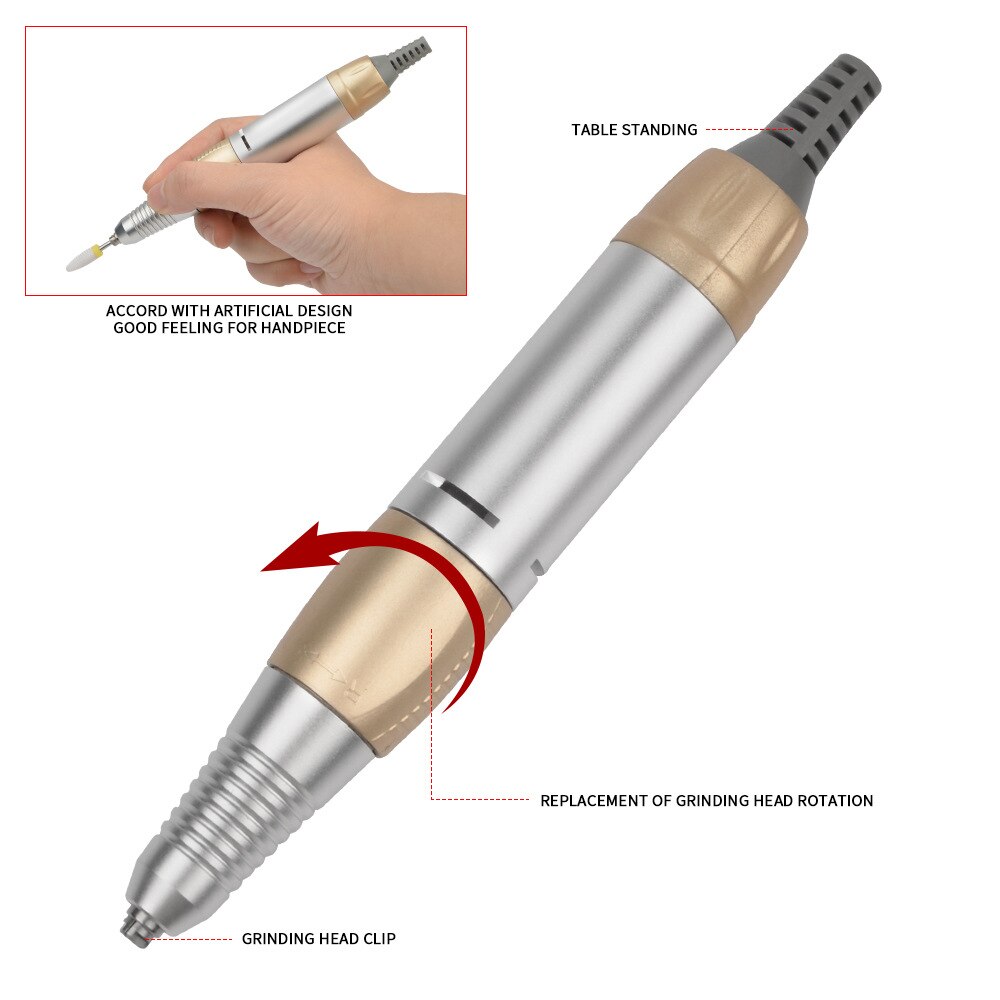 35000RPM Nail Drill Pen Handpiece For Electric Nail Art Manicure Pedicure Drill Machine Accessory Tool DC 3V-DC 12V 1A