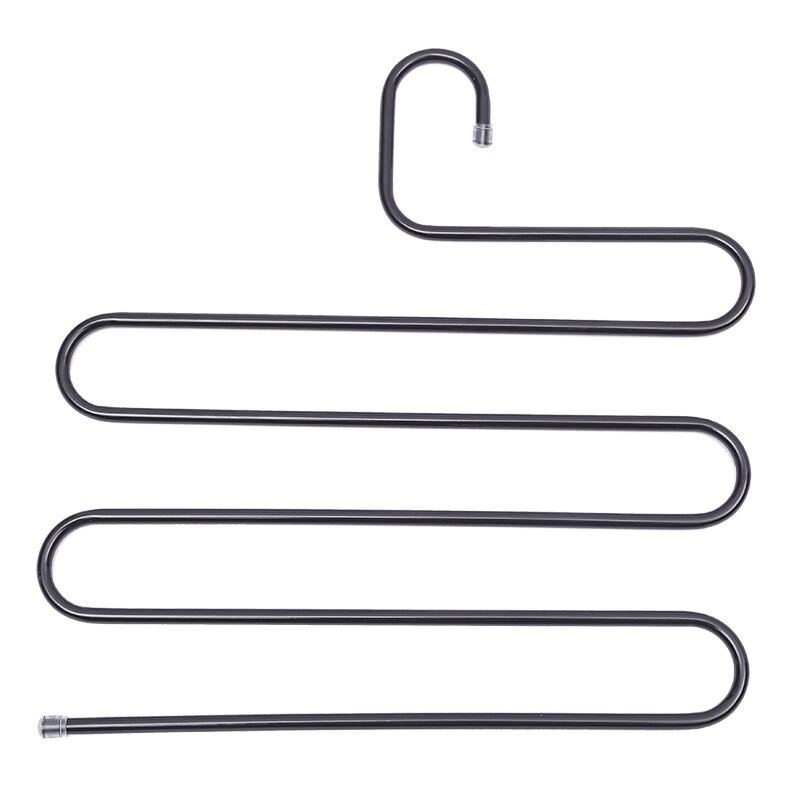 Multilayer Fish Bone Shape Stainless Steel Clothing Storage Racks Clothes Hanger Storage Holder Wardrobe Laundry Drying Rack: steel pants black