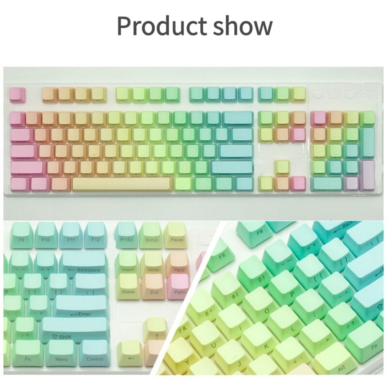 Teclas de gradiente PBT OEM para teclado mecánico, 104 teclas, grabado lateral opaco, teclas universales para teclado de juego, interruptor MX