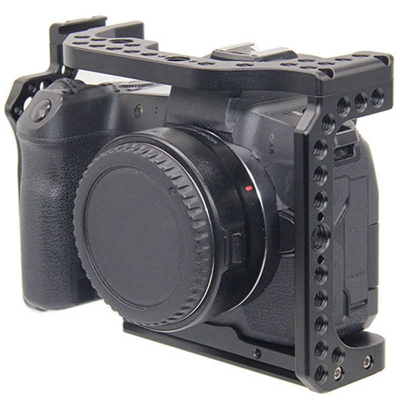 Kamera bur til canon eos r med kolde sko monteret trådhuller til magisk arm mikrofon fastgør: Default Title