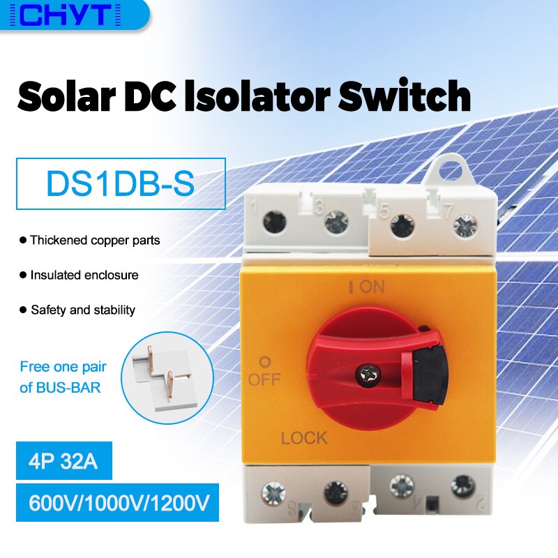 2p 32a 600v 4p 32a 1000v 1200v solenergi dc isolator bryterbryter med tuv ce