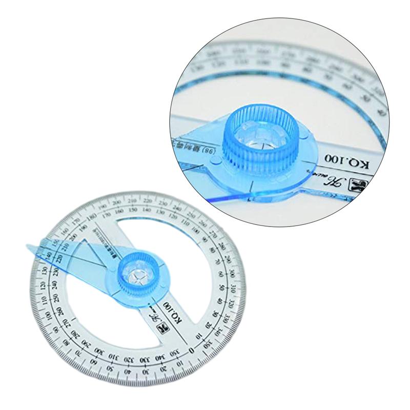 2Pcs 360-degree Circle Protractor For Primary School Students Transparent Plastic Full Circle Goniasmometer Rotating Protractors