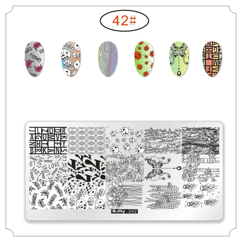 Serie Zjoy placas de estampado para manicura Estilo de China onda grulla salvaje Gazebo dados bambú serie Plantilla de sellos para decoración DIY manicura: 42