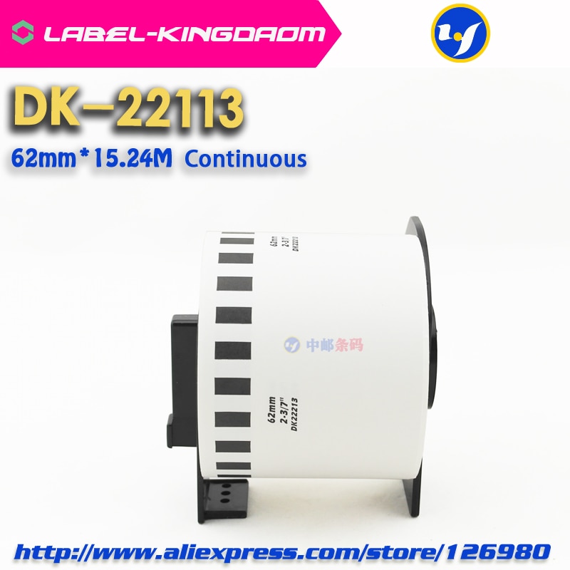 4 Rolls Compatibel DK-22113 Label 62mm * 15.24M Continu Compatibel voor Brother Label Printer Half Transparant Materiaal