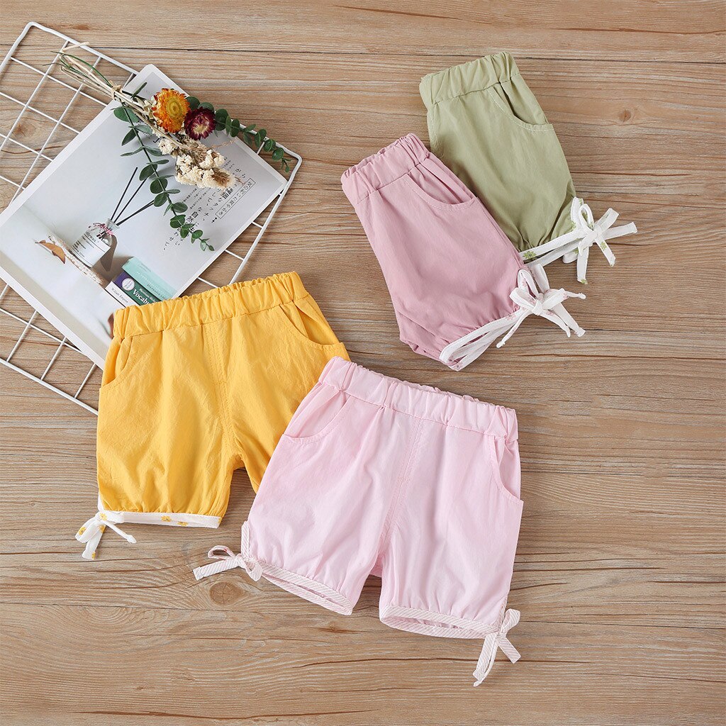 Aankomst Snoep Kleur Baby Meisjes Shorts Zomer Kinderen Kids Meisjes Pure Kleuren Casual Shorts Elastische Taille Bandage Broek # p30