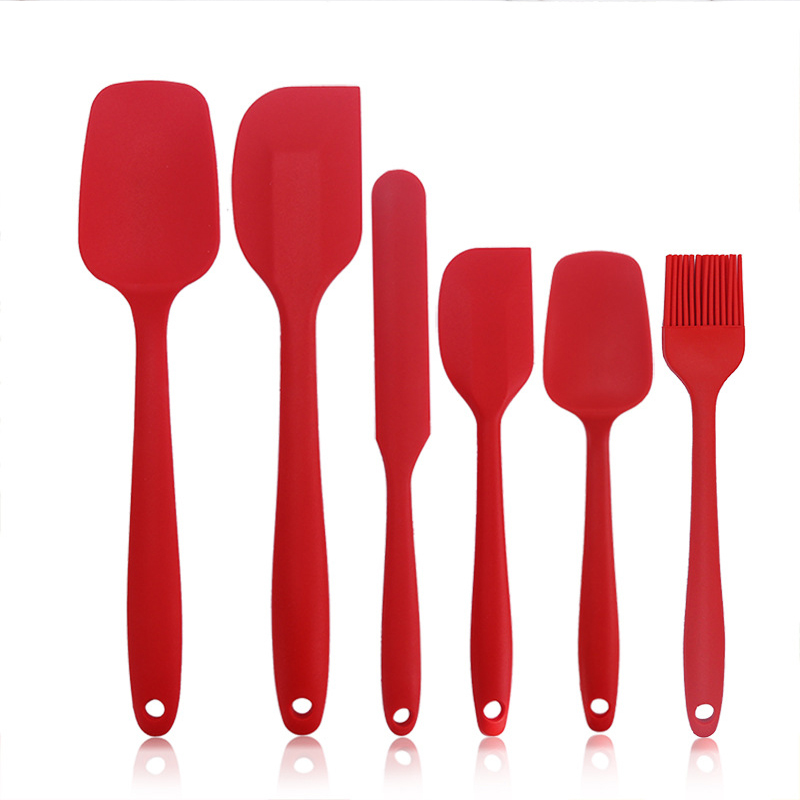 Utensil Set Silicone Spatula Set Non-Stick Cookware Cover Rubber Spatula Heat Resistant Tasks Seamless Kitchen Tools Home: 9pcs-red