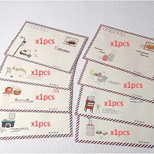 8 stuks/set vintage grote envelop postcard brief luchtpost briefpapier Retro School kantoor kraft enveloppen: Five