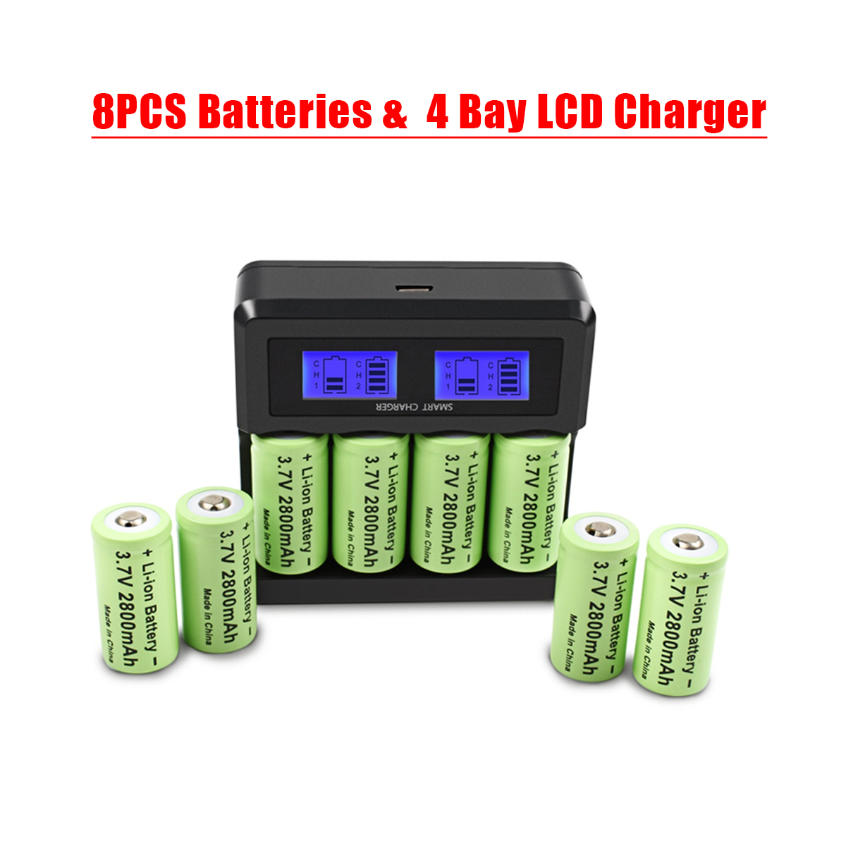 Powtree 16P 2800mAh Wiederaufladbare 3,7V Li-Ion 16340 Batterien CR123A RCR 123 ICR Batterie für LED-Taschenlampe Reisewandladegerät: Gold