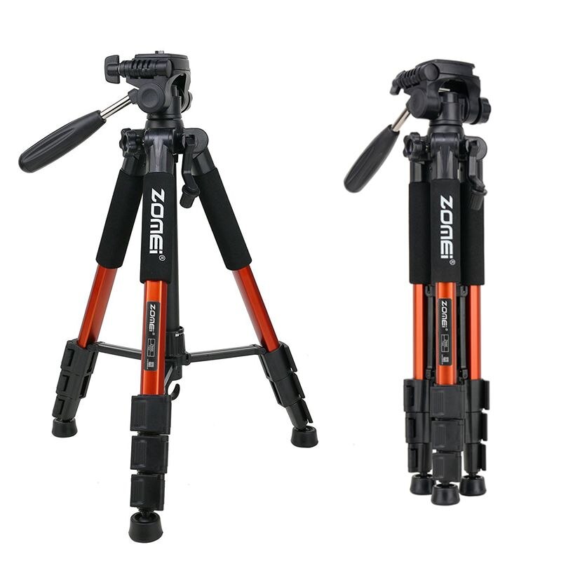 Zomei tripod  z666 bærbar rejse aluminium kamera stativ tilbehør stativ med pan hoved til canon dslr kamera: Orange