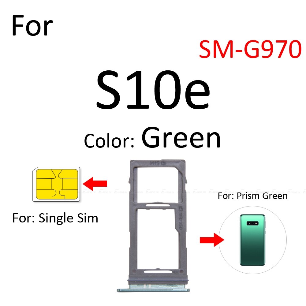 Sim Card Socket Slot Lade Reader Holder Connector Micro Sd Adapter Container Voor Samsung Galaxy S10e G970 Vervangende Onderdelen: S10e Single Green