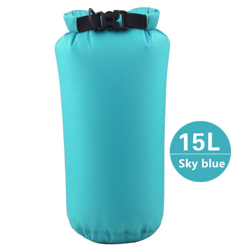 15L utdoor Drifting seco impermeable bolsa saco impermeable flotante bolsas de engranaje seco para la navegación pesca descenso de ríos natación: Azul cielo