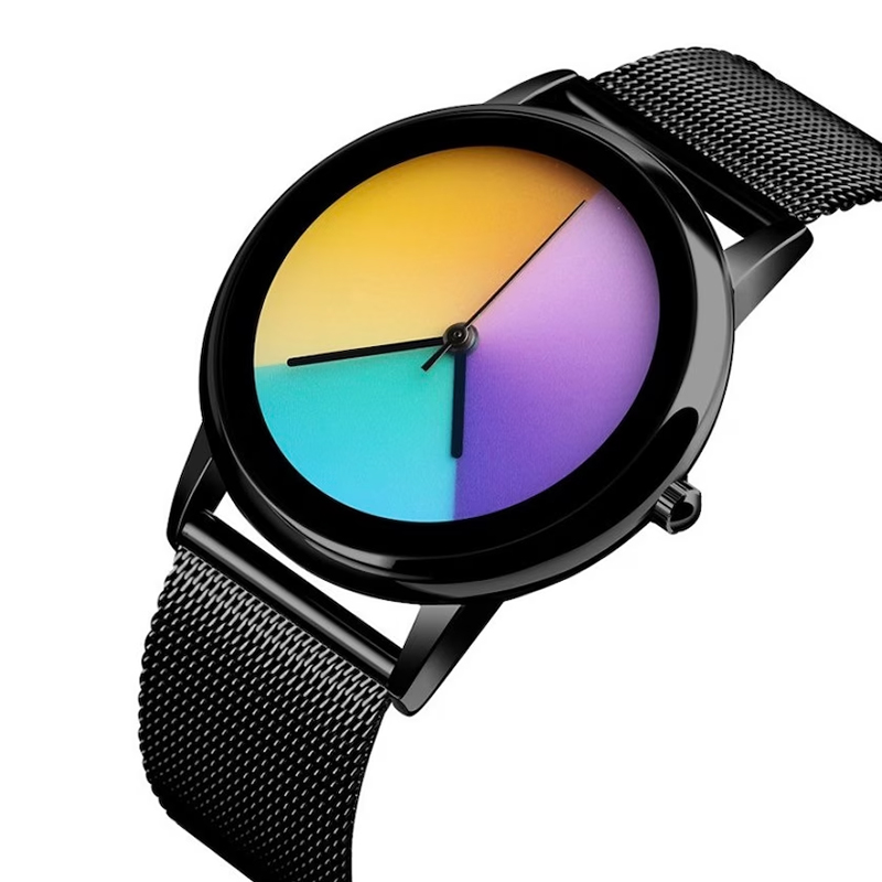 Unique Women Watches Simple Ultrathin Steel Lady Watch Casual Colorful Changing Dial Quartz Wriswatches Special