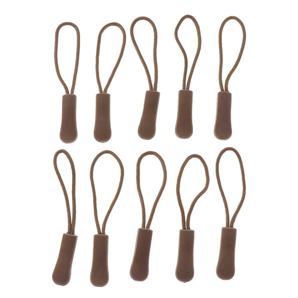 10x Rits Puller Cord Ends Lock Stopper Voor Sportkleding/Rugzak/Kledingstuk/Bagage: Tan