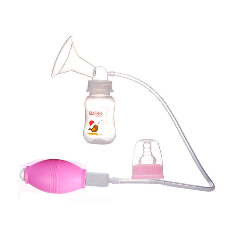 Handkolf Melk Pomp Melkmachine Melk Extractor Eenvoudige Sferische Borstkolf Met Fles Babyvoeding: Pink breast pump